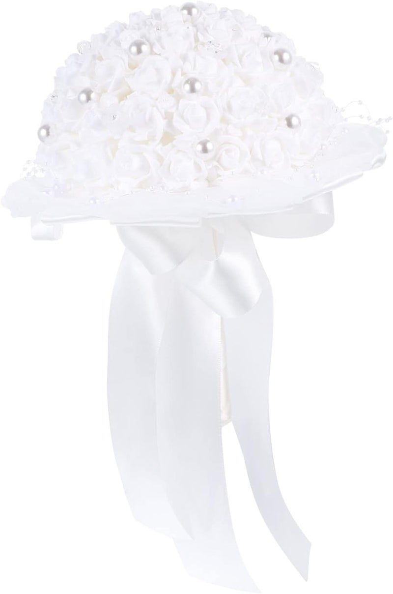 klarako Beautiful for Home Photo Romantic with Ribbons Church Brides Fake Bouquet：artificial And Flower Roses Soft Holding Bridesmaid Bridal Props Flowers Design Ribbon Artificial - Image 1
