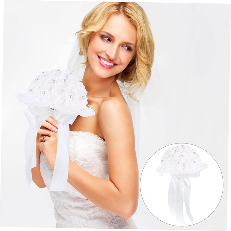 klarako Beautiful for Home Photo Romantic with Ribbons Church Brides Fake Bouquet：artificial And Flower Roses Soft Holding Bridesmaid Bridal Props Flowers Design Ribbon Artificial - Image 2