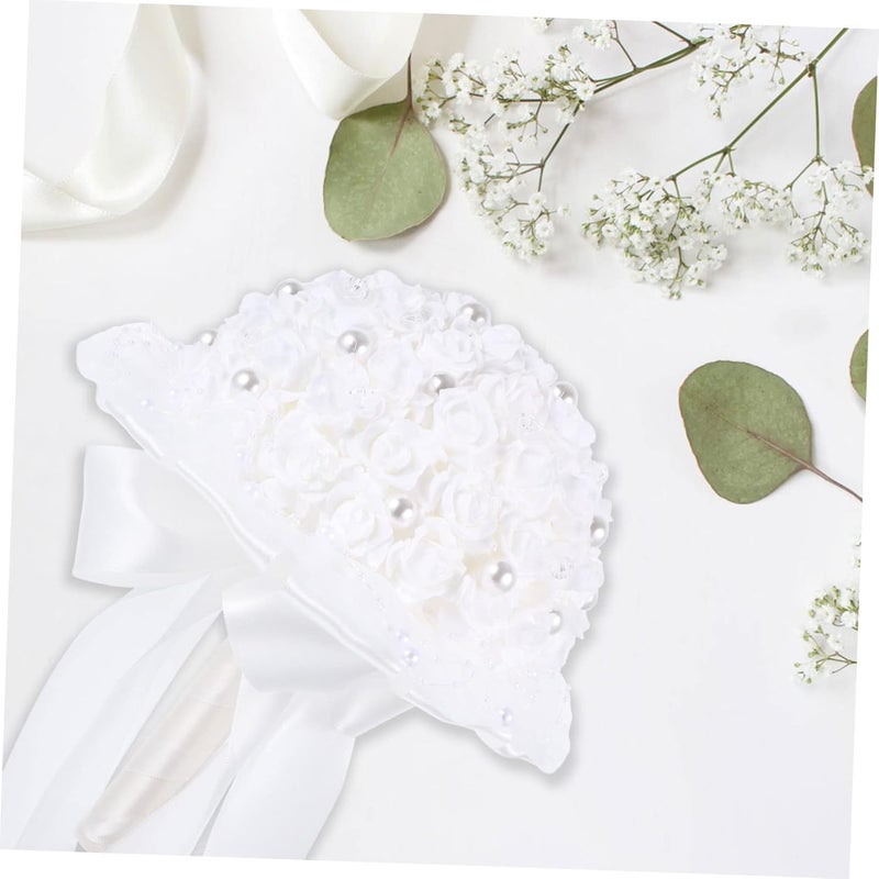 klarako Beautiful for Home Photo Romantic with Ribbons Church Brides Fake Bouquet：artificial And Flower Roses Soft Holding Bridesmaid Bridal Props Flowers Design Ribbon Artificial - Image 5