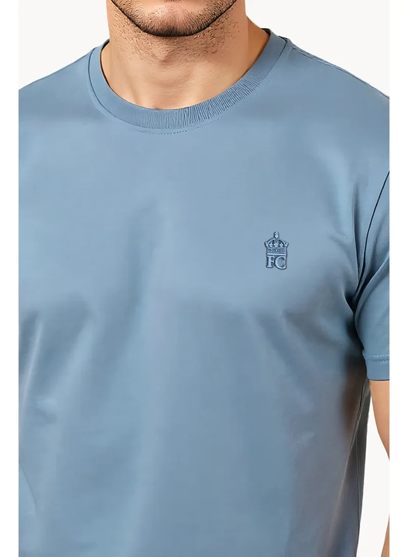 French Connection Lgt Blue Mel Short Sleeve Stretch T-Shirt for Men | Best Price UAE