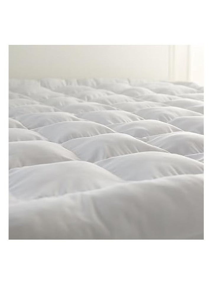 مون لباد مرتبة فندقي ارتفاع 14سم مقاس 200x200سم من حشوة المايكروفايبر المريح-ابيض-اختر المقاس - Image 2