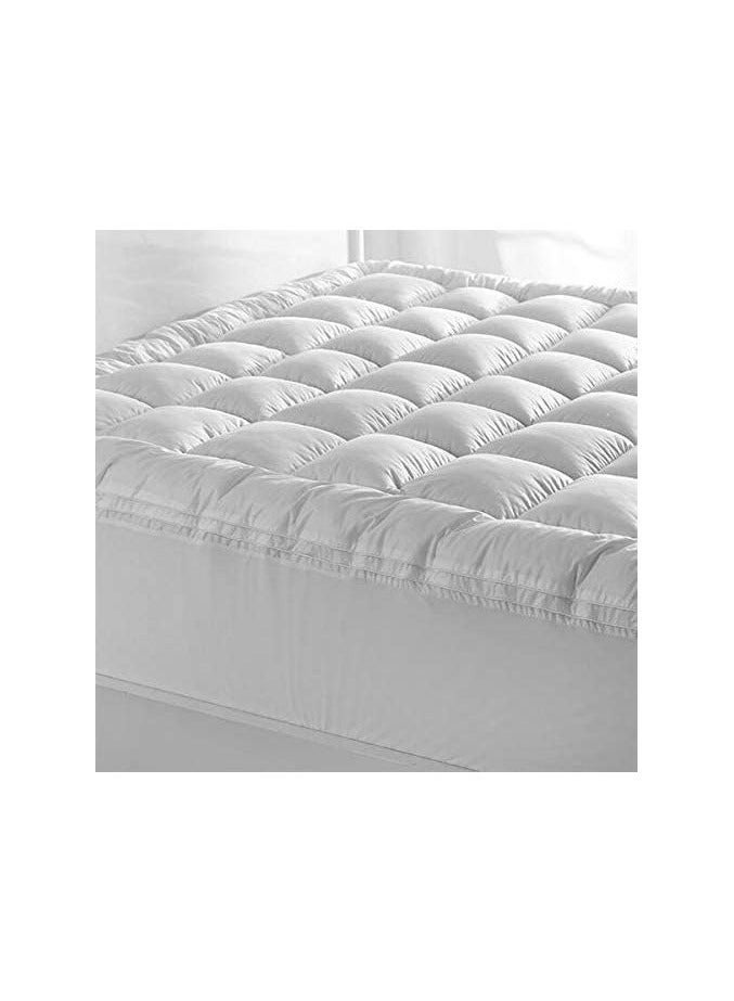 مون لباد مرتبة فندقي ارتفاع 14سم مقاس 200x200سم من حشوة المايكروفايبر المريح-ابيض-اختر المقاس - Image 3