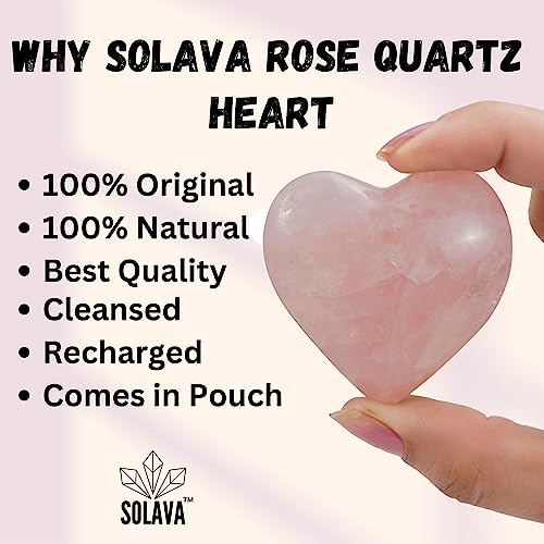 SOLAVA Natural Rose Quartz Heart Shaped Crystal Stone Original Certified - Raw Healing Crystals For Love, Health, Reiki Healing, Manifestation, Meditation, And Gift - 1 Piece - Image 5