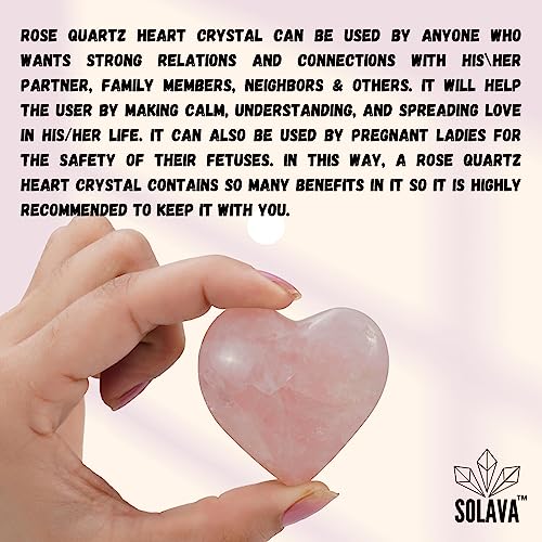 SOLAVA Natural Rose Quartz Heart Shaped Crystal Stone Original Certified - Raw Healing Crystals For Love, Health, Reiki Healing, Manifestation, Meditation, And Gift - 1 Piece - Image 4
