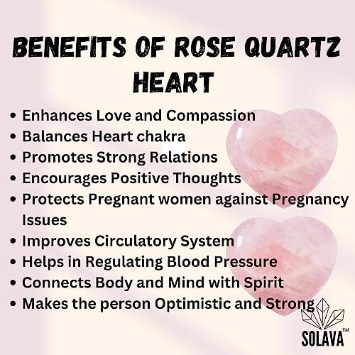 SOLAVA Natural Rose Quartz Heart Shaped Crystal Stone Original Certified - Raw Healing Crystals For Love, Health, Reiki Healing, Manifestation, Meditation, And Gift - 1 Piece - Image 3