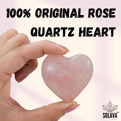 SOLAVA Natural Rose Quartz Heart Shaped Crystal Stone Original Certified - Raw Healing Crystals For Love, Health, Reiki Healing, Manifestation, Meditation, And Gift - 1 Piece - Image 2