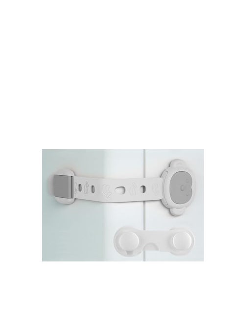 Child Safety Belt Locks (12 Pieces), Child Locks for Cabinets, Drawers, Toilet, Refrigerator and More, 3M Adhesive Pads, Easy to Install, No Drilling Required, White, Child Safety Lock