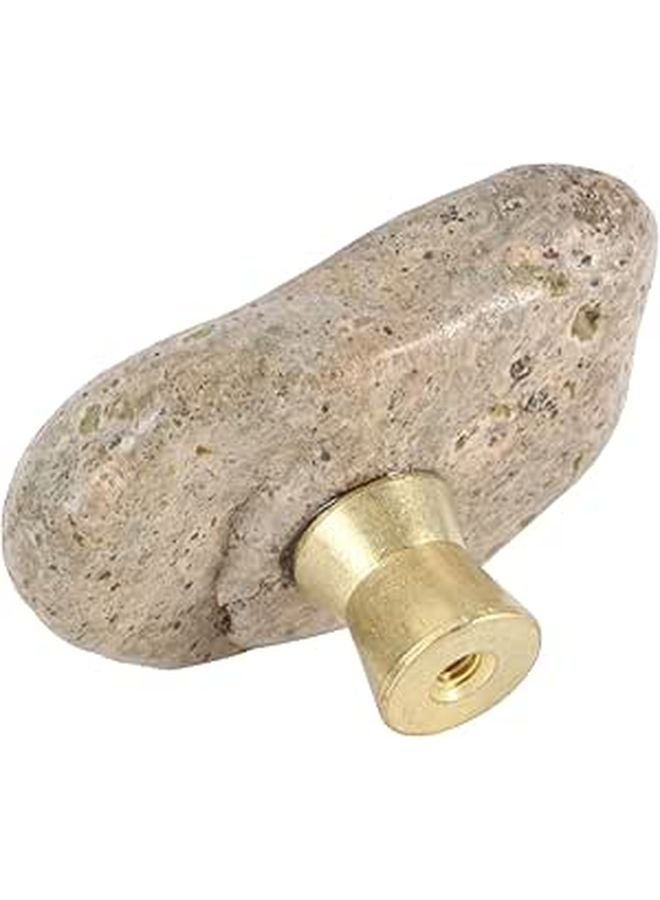 Single Hole Cabinet Stone Pull Handle Metal Base Furniture Hardware Accessory - Image 1