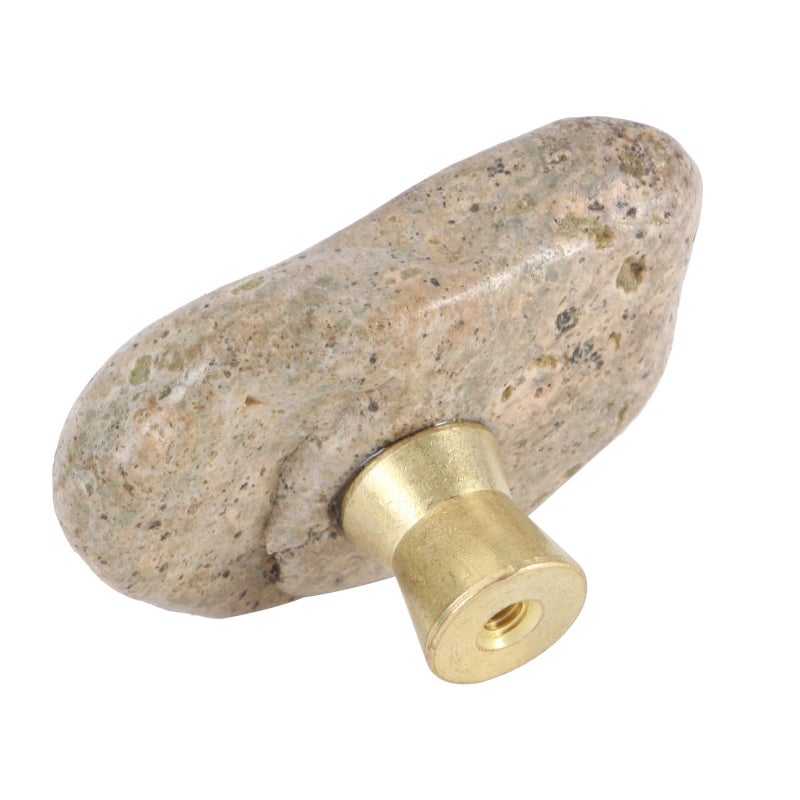 Single Hole Cabinet Stone Pull Handle Metal Base Furniture Hardware Accessory - Image 2