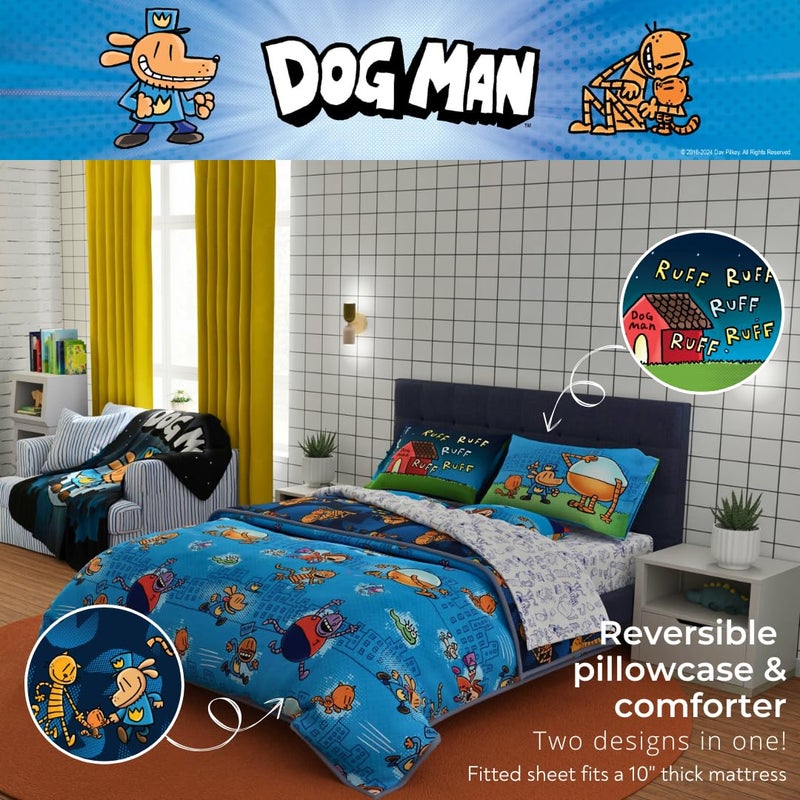 Franco Franco Dog Man Supa Comic Kids Bedding Super Soft & Cozy Reversible Microfiber Comforter and Sheet Set with Sham  7 Piece Full Size  (Officially Licensed Product)  - Image 4