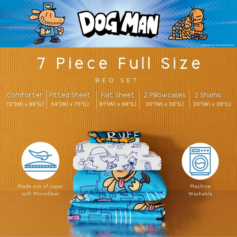 Franco Franco Dog Man Supa Comic Kids Bedding Super Soft & Cozy Reversible Microfiber Comforter and Sheet Set with Sham  7 Piece Full Size  (Officially Licensed Product)  - Image 2
