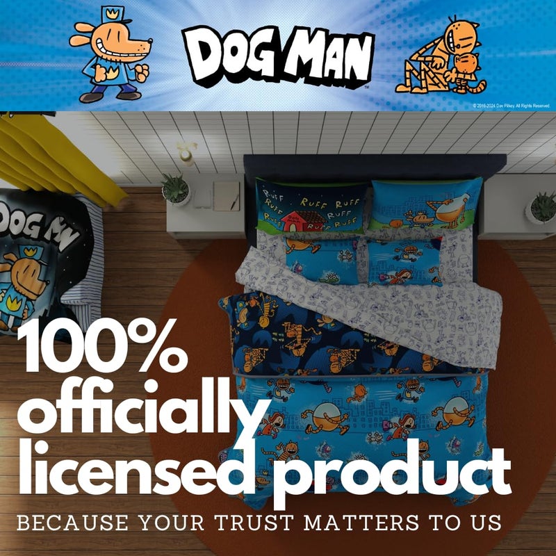Franco Franco Dog Man Supa Comic Kids Bedding Super Soft & Cozy Reversible Microfiber Comforter and Sheet Set with Sham  7 Piece Full Size  (Officially Licensed Product)  - Image 5