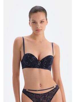 dagi Navy Blue Accessory Detailed Fully Padded Lace Bra  - Image 1