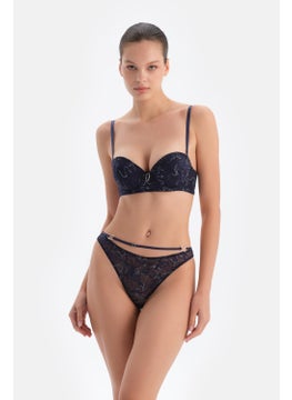 dagi Navy Blue Accessory Detailed Fully Padded Lace Bra  - Image 4