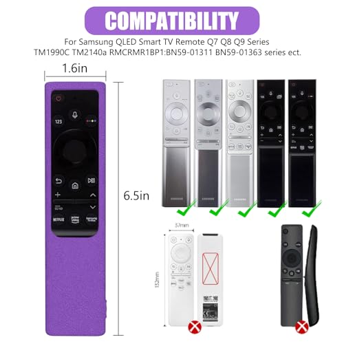 BE Beautiful Earth 2 Pack Silicone Remote Cover for Samsung Smart TV Remote 2019–2026, Non-Glow Protective Case for Solar Cell Remote BN59-01357 BN59-01385 BN59-01265A, Anti-Slip (Purple & Rose) - Image 2