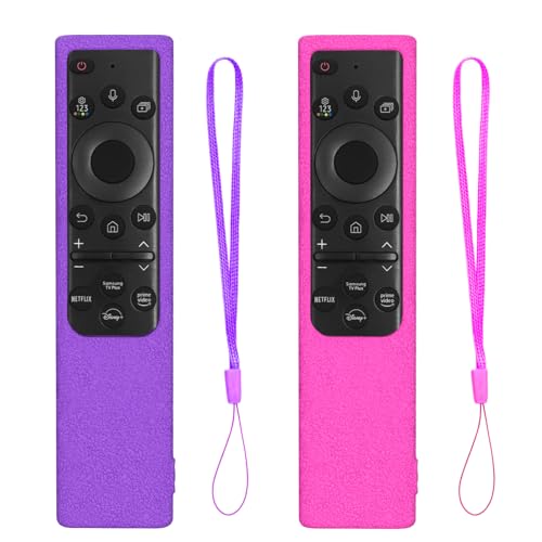 BE Beautiful Earth 2 Pack Silicone Remote Cover for Samsung Smart TV Remote 2019–2026, Non-Glow Protective Case for Solar Cell Remote BN59-01357 BN59-01385 BN59-01265A, Anti-Slip (Purple & Rose) - Image 1
