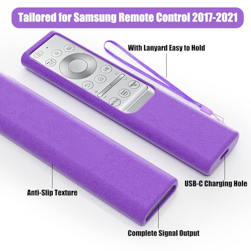BE Beautiful Earth 2 Pack Silicone Remote Cover for Samsung Smart TV Remote 2019–2026, Non-Glow Protective Case for Solar Cell Remote BN59-01357 BN59-01385 BN59-01265A, Anti-Slip (Purple & Rose) - Image 3