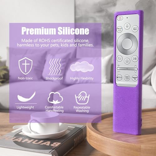 BE Beautiful Earth 2 Pack Silicone Remote Cover for Samsung Smart TV Remote 2019–2026, Non-Glow Protective Case for Solar Cell Remote BN59-01357 BN59-01385 BN59-01265A, Anti-Slip (Purple & Rose) - Image 4