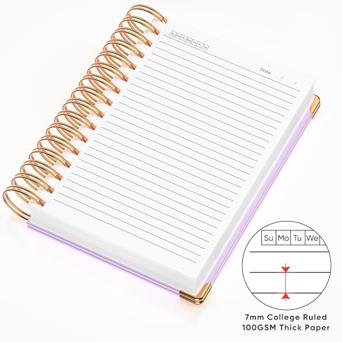 MSTONAL Lined Spiral Journal Notebook for Women Men, Medium A5 300 Pages, College Ruled Hardcover Notebooks for Work and Note Taking, Journals for Writing - Purple - Image 3