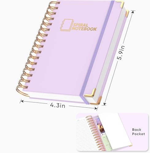 MSTONAL Lined Spiral Journal Notebook for Women Men, Medium A5 300 Pages, College Ruled Hardcover Notebooks for Work and Note Taking, Journals for Writing - Purple - Image 2