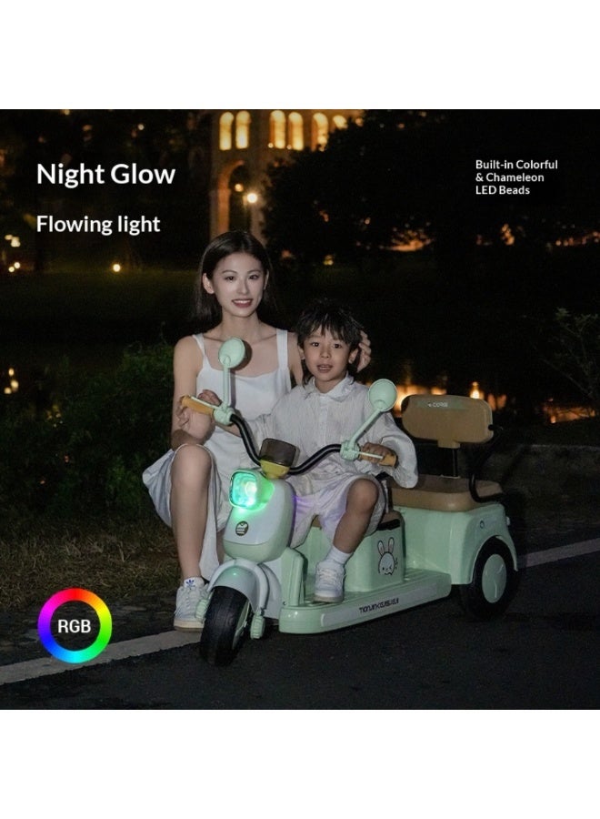 ECVV Kids Electric Motorcycle Ride-On Toy with Music & Lights, 2-Seater, 3-Wheel Design, Rechargeable Battery | For Boys & Girls Ages 2-8 | Pink - Image 4