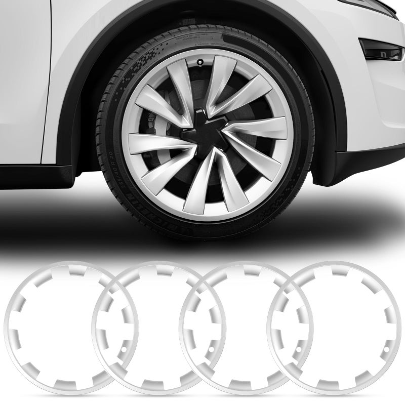 Abystar Wheel Rim Protector for Tesla Model Y Juniper 20â€ Helix Wheels, 4PCS ABS Anti-Curb Scratch Guard, Silver Rim Edge Trim, No-Drill Snap-On Installation, for Model Y 2026 Accessories - Image 1