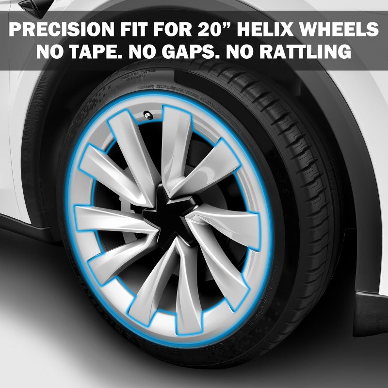 Abystar Wheel Rim Protector for Tesla Model Y Juniper 20â€ Helix Wheels, 4PCS ABS Anti-Curb Scratch Guard, Silver Rim Edge Trim, No-Drill Snap-On Installation, for Model Y 2026 Accessories - Image 5