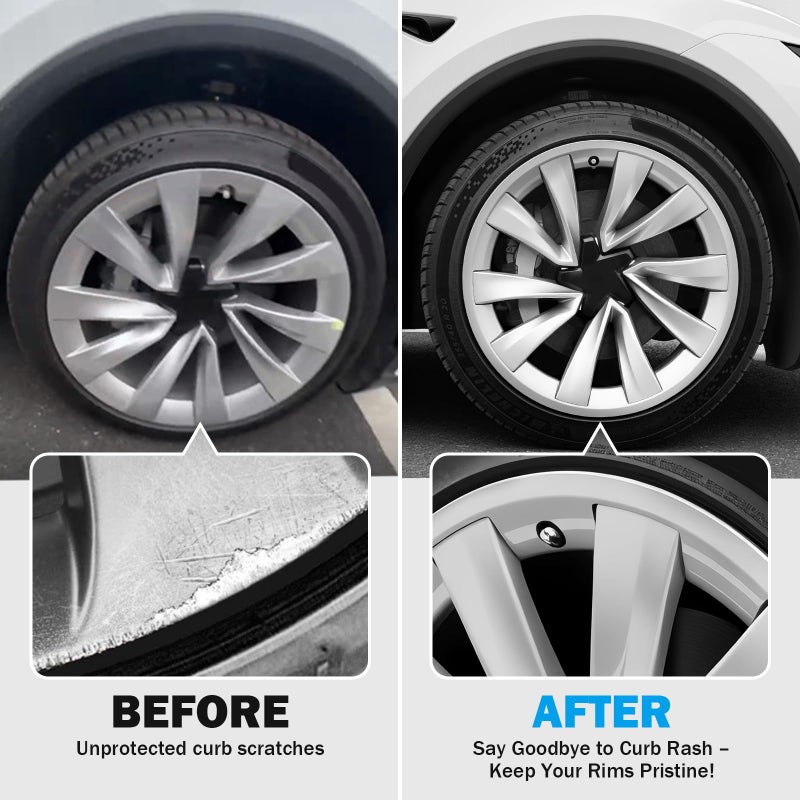 Abystar Wheel Rim Protector for Tesla Model Y Juniper 20â€ Helix Wheels, 4PCS ABS Anti-Curb Scratch Guard, Silver Rim Edge Trim, No-Drill Snap-On Installation, for Model Y 2026 Accessories - Image 4