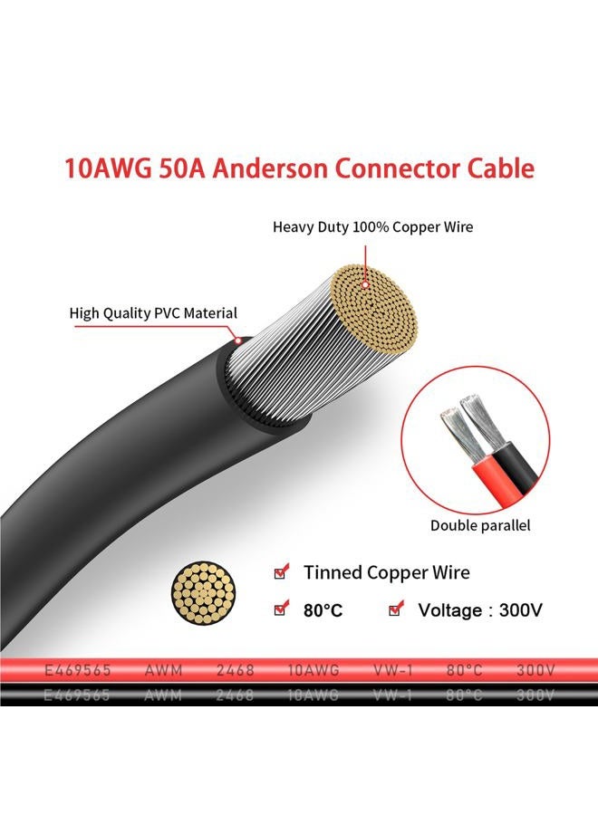 ELFCULB 10AWG 10FT Anderson Connector 50 Amp Cable,Anderson SB50 Plug Battery Quick Connector Cable for Solar and Wind Energy Systems Battery Connections Forklifts - Image 3