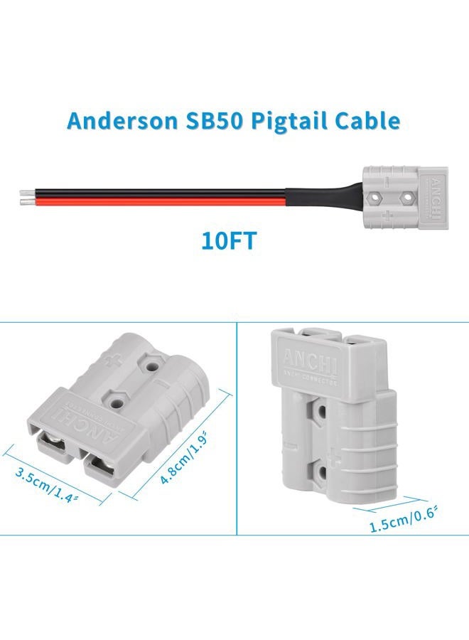 ELFCULB 10AWG 10FT Anderson Connector 50 Amp Cable,Anderson SB50 Plug Battery Quick Connector Cable for Solar and Wind Energy Systems Battery Connections Forklifts - Image 5
