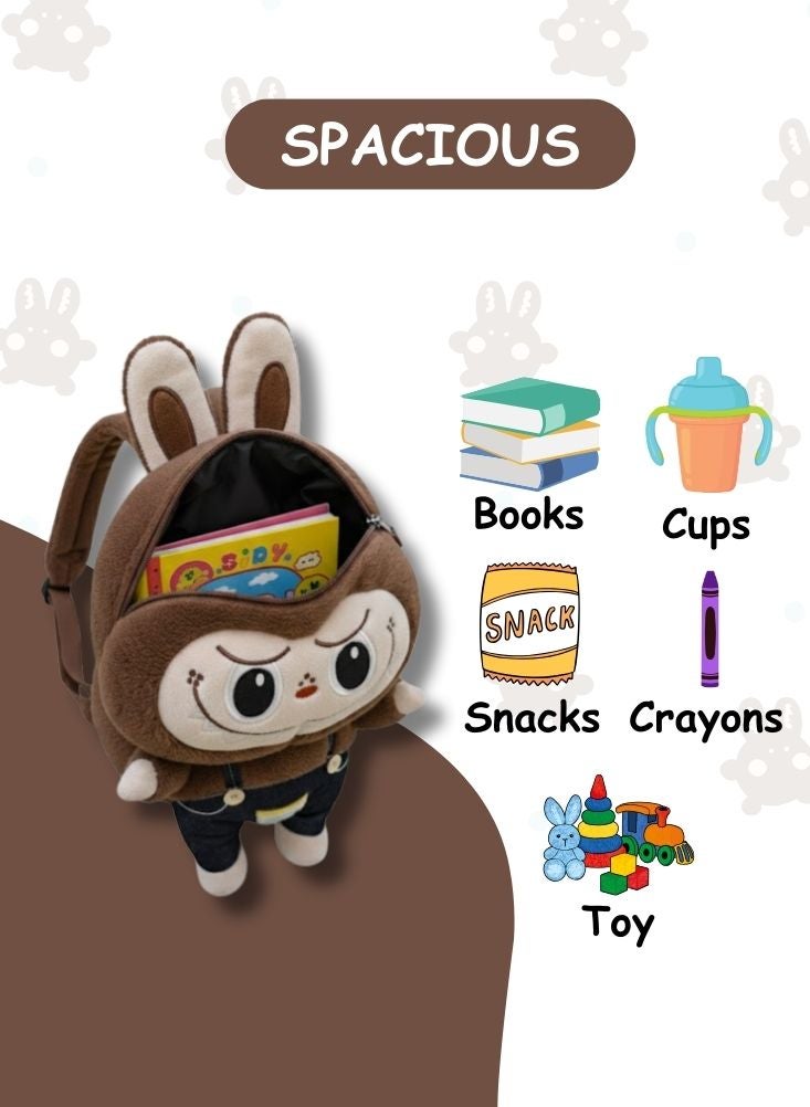 بريميم حقيبة ظهر لابوبو أرنب ثلاثية الأبعاد للأطفال - حقيبة مدرسية ناعمة على شكل دمية أرنب كرتونية مع أحزمة قابلة للتعديل، حقيبة ظهر بتصميم لطيف للأطفال الصغار وأطفال ما قبل المدرسة - Image 4