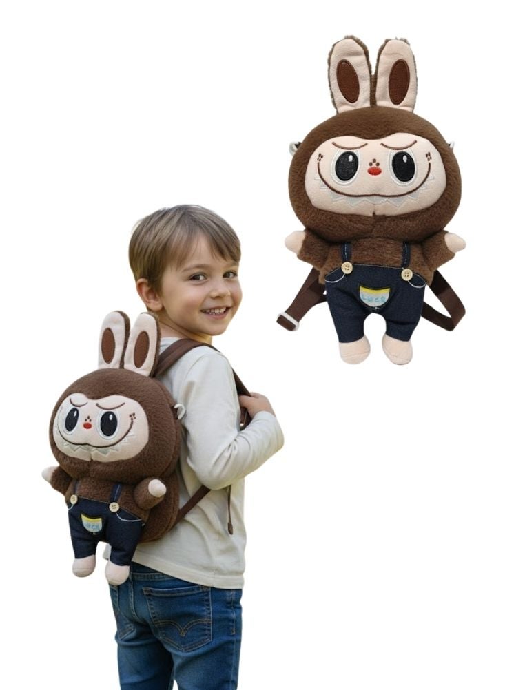 بريميم حقيبة ظهر لابوبو أرنب ثلاثية الأبعاد للأطفال - حقيبة مدرسية ناعمة على شكل دمية أرنب كرتونية مع أحزمة قابلة للتعديل، حقيبة ظهر بتصميم لطيف للأطفال الصغار وأطفال ما قبل المدرسة - Image 1