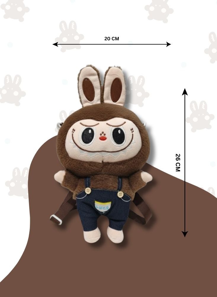 بريميم حقيبة ظهر لابوبو أرنب ثلاثية الأبعاد للأطفال - حقيبة مدرسية ناعمة على شكل دمية أرنب كرتونية مع أحزمة قابلة للتعديل، حقيبة ظهر بتصميم لطيف للأطفال الصغار وأطفال ما قبل المدرسة - Image 5