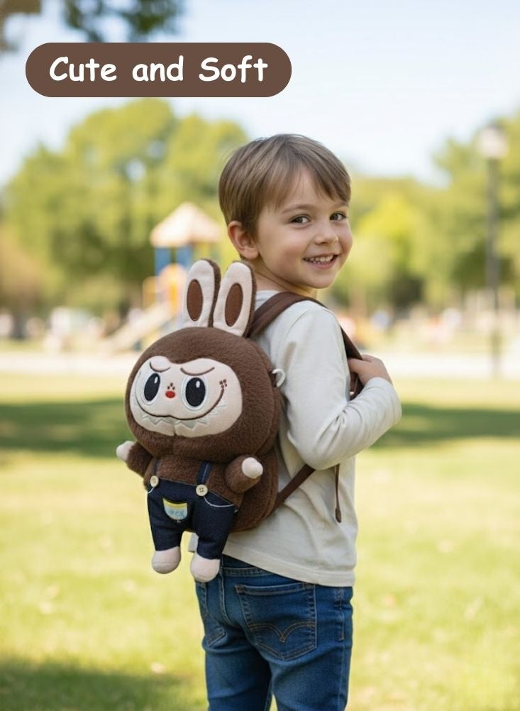 بريميم حقيبة ظهر لابوبو أرنب ثلاثية الأبعاد للأطفال - حقيبة مدرسية ناعمة على شكل دمية أرنب كرتونية مع أحزمة قابلة للتعديل، حقيبة ظهر بتصميم لطيف للأطفال الصغار وأطفال ما قبل المدرسة - Image 2