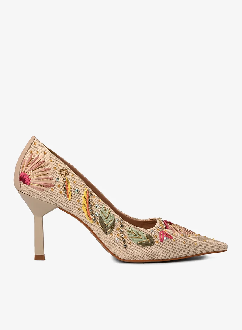Carmen Steffens Hazelnut Embroidered Pump