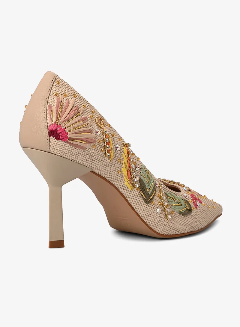 Carmen Steffens Hazelnut Embroidered Pump