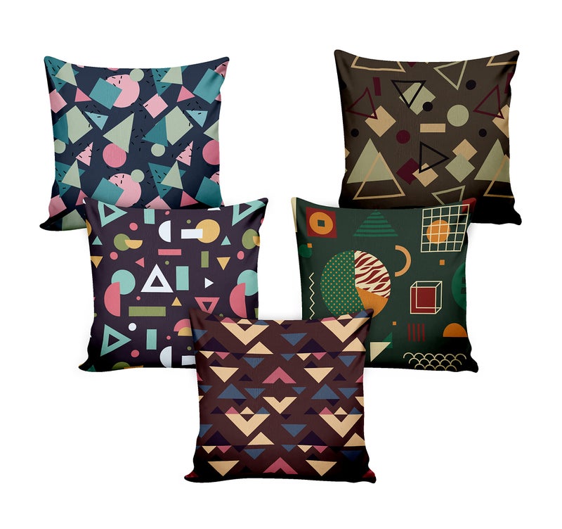 Ultimate Trends Polyester Digital Modern Printed Cushion Cover 16x16 Set of 5, Black (UTCC-1003_ 16) - Image 2