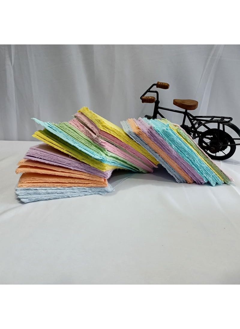 Deckle Papers Handmade DeckleEdged Cotton Paper Ideal for Card Stock Calligraphy Envelope Making Watercolor Drawing Origami Scrapbooking DIY Crafts 150 GSM 50 Square Sheets5x5  - Image 4