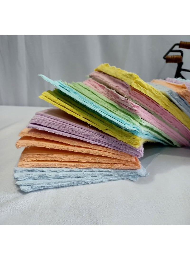 Deckle Papers Handmade DeckleEdged Cotton Paper Ideal for Card Stock Calligraphy Envelope Making Watercolor Drawing Origami Scrapbooking DIY Crafts 150 GSM 50 Square Sheets5x5  - Image 5