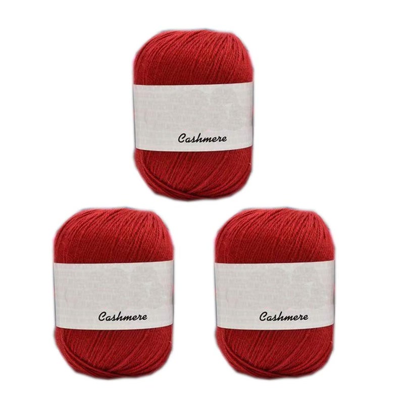 TrueValue Truevalue 3 Balls 100 percent Cashmere Merino Wool Blend Yarn Soft Cashmere Thread Knitting Crochet Fuzzy Yarn for DIY Sweater Scarf Gloves Total 150gRusty Red 