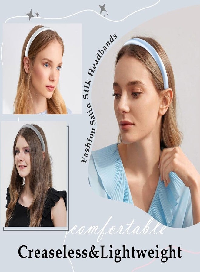 أبرنس مجموعة أطواق شعر ساتان من Aprince، 5 قطع، أطواق شعر رفيعة 0.5 بوصة للنساء، أطواق شعر مبطنة بإسفنج ناعم للفتيات، أطواق شعر حريرية مانعة للانزلاق والتجعد، إكسسوارات شعر أنيقة وعصرية وخفيفة الوزن - Image 2