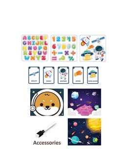 Generic 3-in-1 Magnetic Whiteboard Set with 15 pcs Accessories, Space Draw & Learn! Artist & Creative Kids  - Image 5
