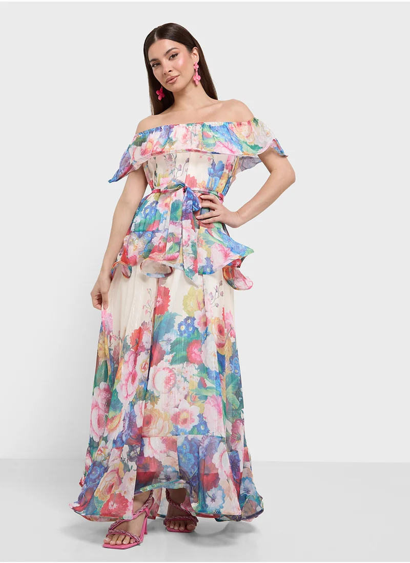 ايلا Off Shoulder Floral Print Dress