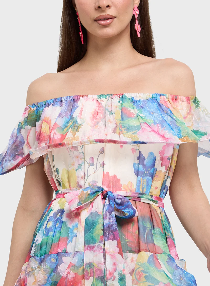 ايلا Floral Off-Shoulder Dress