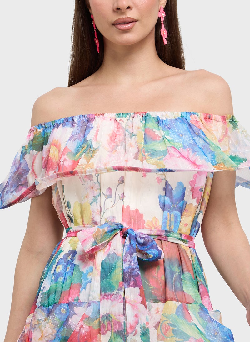 ايلا فستان بكتف مكشوف بنقشة الزهور - Image 3