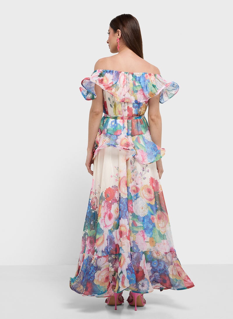 ايلا فستان بكتف مكشوف بنقشة الزهور - Image 2