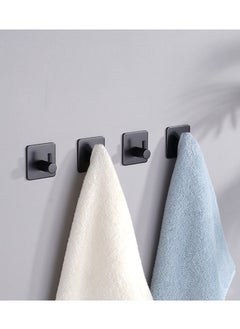 EZGOZ Stainless Steel Wall Hooks Waterproof Heavy Duty Adhesive Wall Hangers for Towel and Kitchen Bathroom Key Organization - 6Packs Black  - Image 4