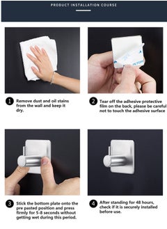 EZGOZ Stainless Steel Wall Hooks Waterproof Heavy Duty Adhesive Wall Hangers for Towel and Kitchen Bathroom Key Organization - 6Packs Black  - Image 5