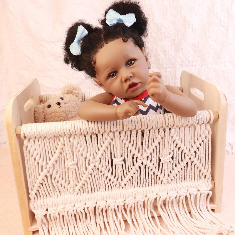 HOOMAI Lifelike Reborn Baby Dolls with Soft Body African American Realistic Girl Doll 22.8 Inch Best Birthday Gift Set - Image 4