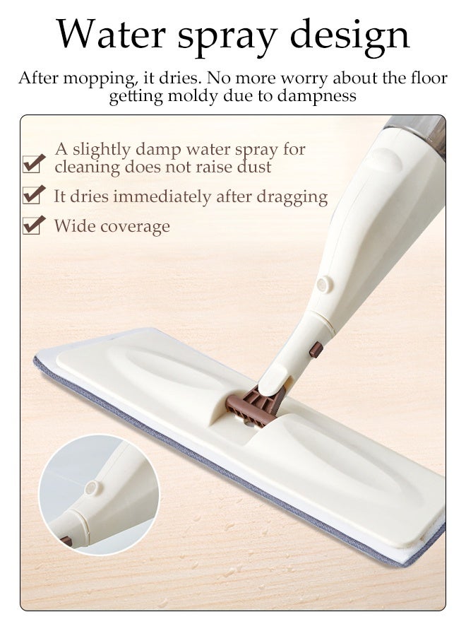 DUNISO Premium Water Spray Mop ，With Sprayer 360 Degree Rotating Handheld Washable Mop，Home Floor Cleaning Tools，4 Pads，White - Image 3